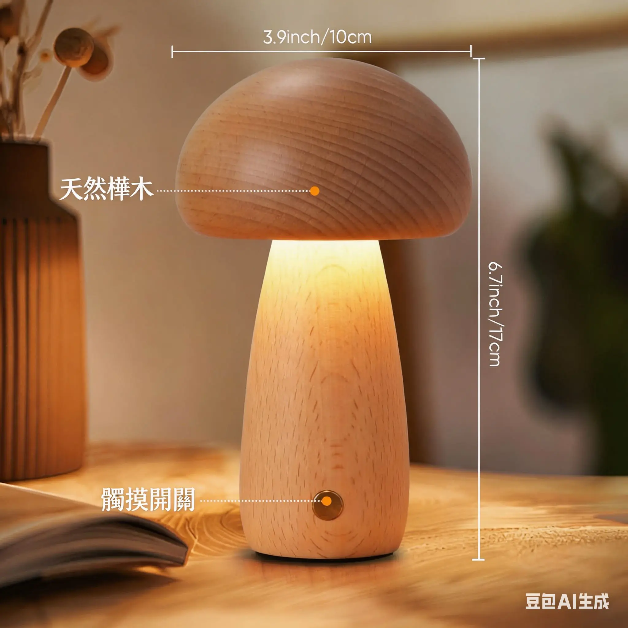 實木蘑菇小夜燈 thumbnail
