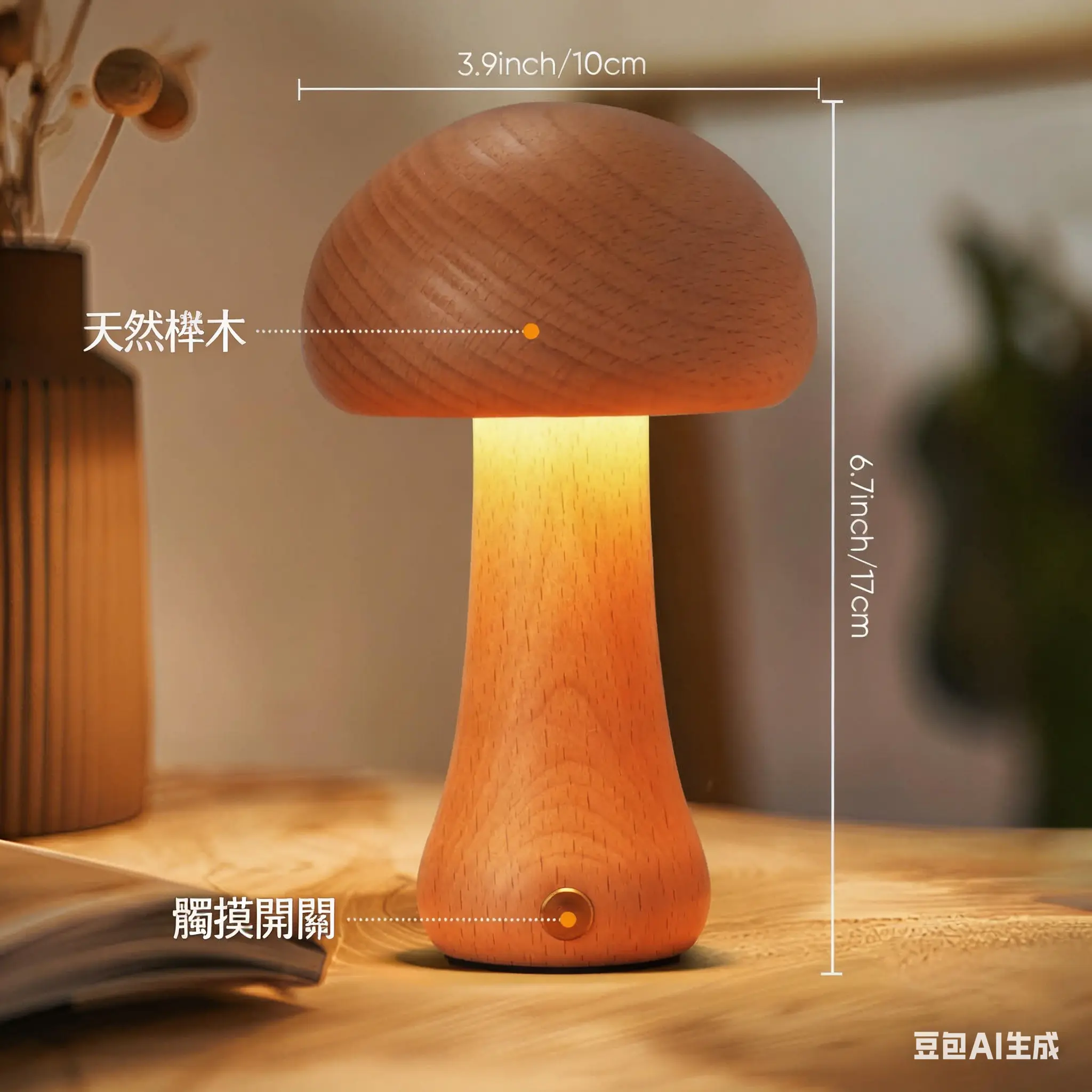 實木蘑菇小夜燈 thumbnail