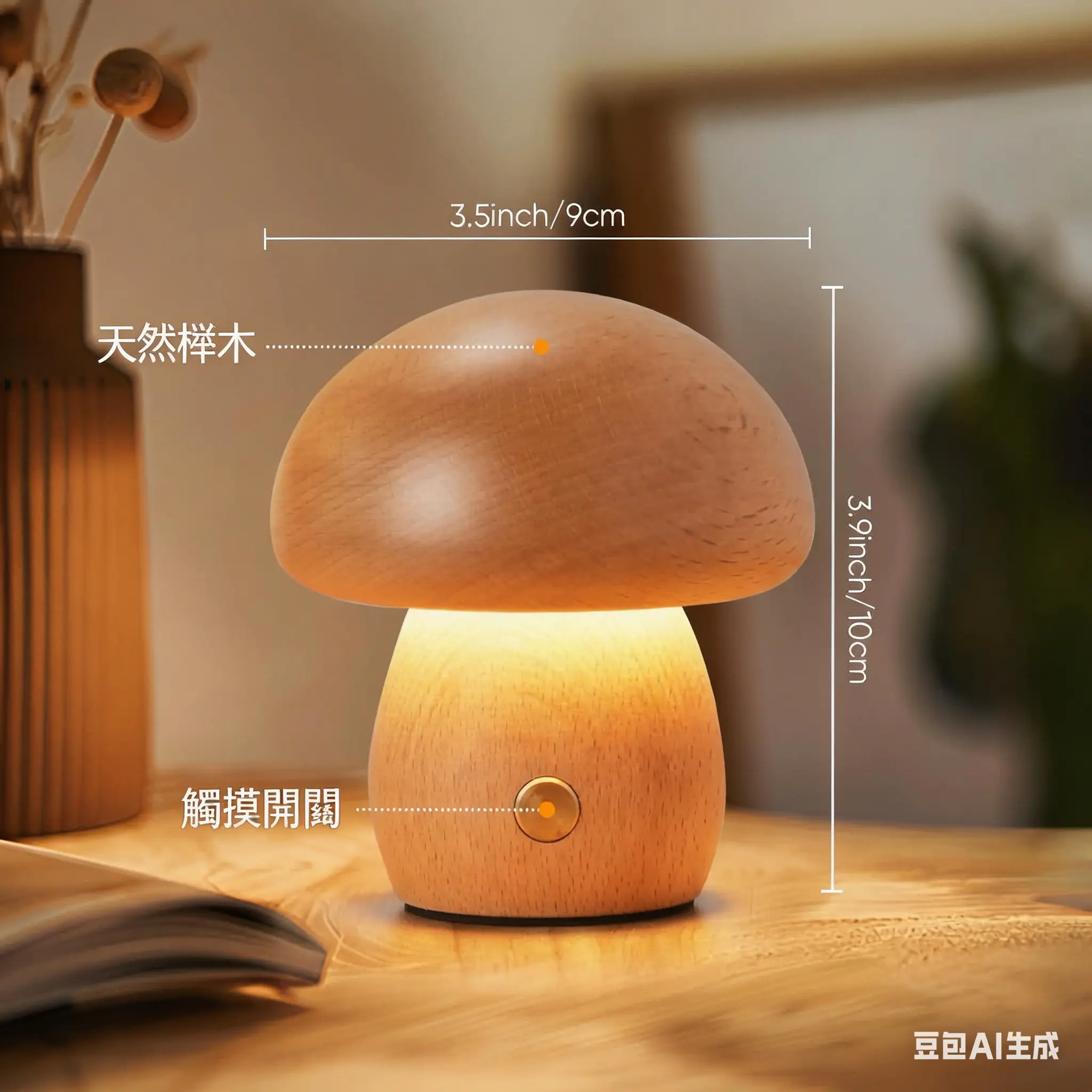 實木蘑菇小夜燈 thumbnail