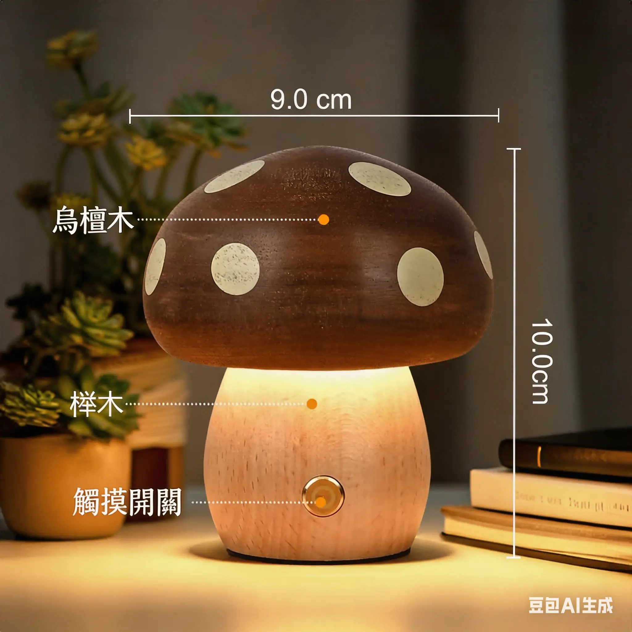 實木蘑菇小夜燈 thumbnail